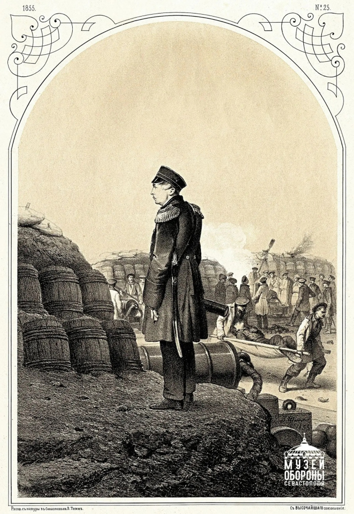 Г.-В. Тимм (1820–1895) Адмирал П.С. Нахимов на бастионе. 1855 г. Литография eYxfep3rEI3pwJot-Ww1qgblqXZwj8ykDrBI4pK88BIdIOWGn0wMI5yzhXQdLoK9mGNj84kAUTwhqlzJYCov50M4.jpg