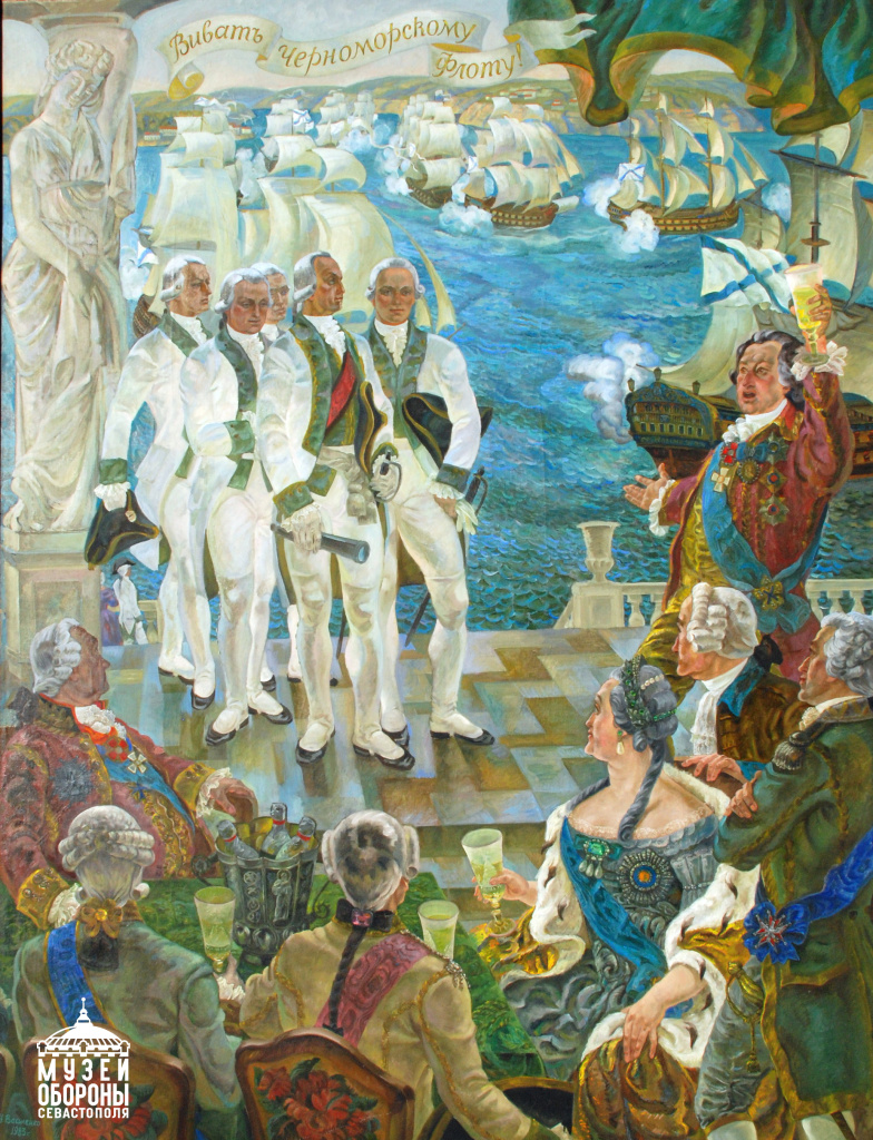 1. Василенко Н.В. «Виват Черноморскому флоту!». 1983 г. х.м. 220х170 см..jpg
